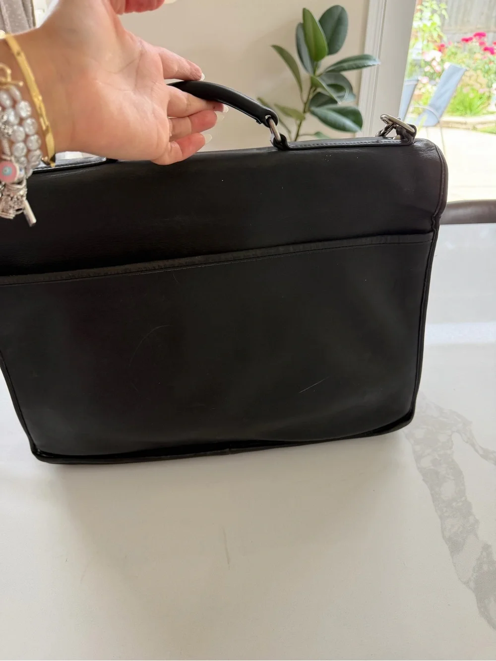 Vintage Coach 5810 Leather Briefcase Laptop Messenger Black Strap